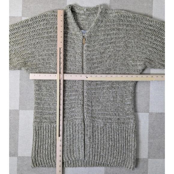 Vintage 80s 90s fuzzy zip front oversized cocoon slouchy cardigan - Picture 4 of 5